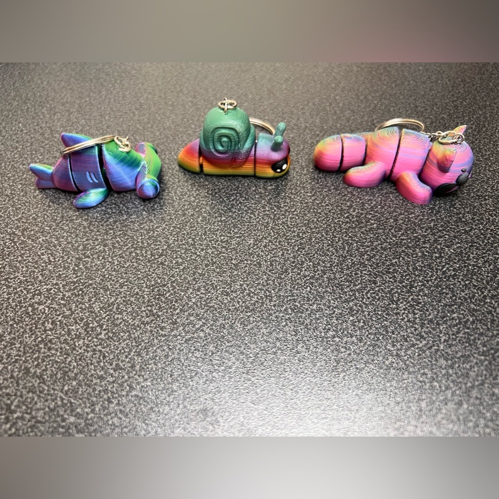 Rainbow Snail,Shark & Panda Keychain Multicolor